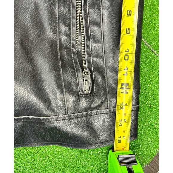 Kenneth Cole Reaction Mens Aviator Jacket‎ Black Fleece Hood Collar Zipper Large - Picture 7 of 7